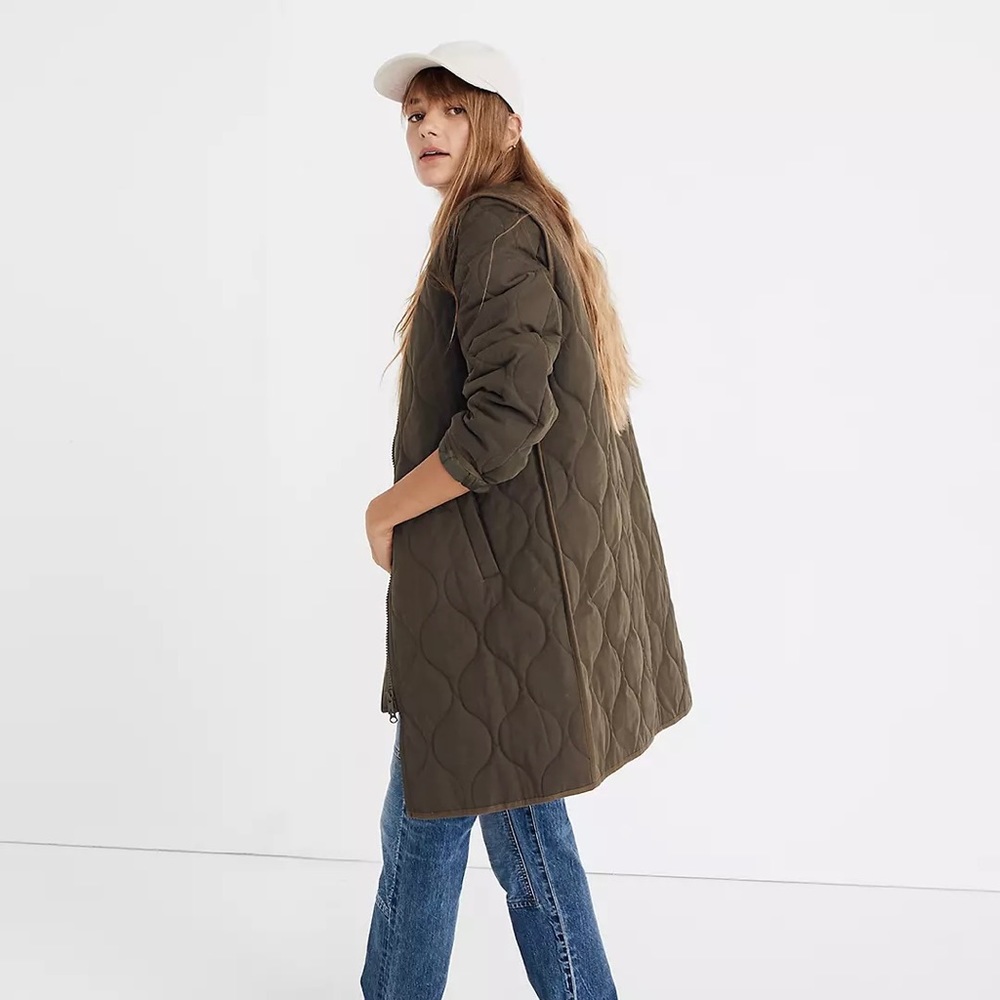 Madewell quilted long military coat